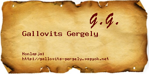 Gallovits Gergely névjegykártya